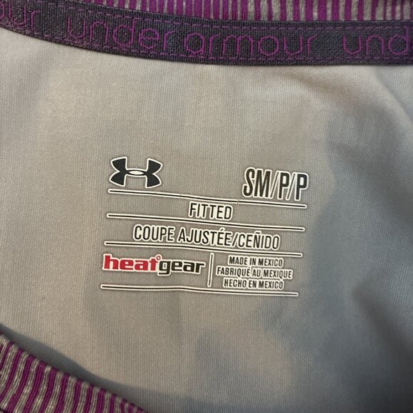 Under Armour Womens S Purple HeatGear Fitted Athletic Tee Training Top - Picture 5 of 6